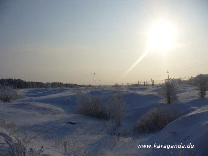 Steppen in Karaganda im Winter
